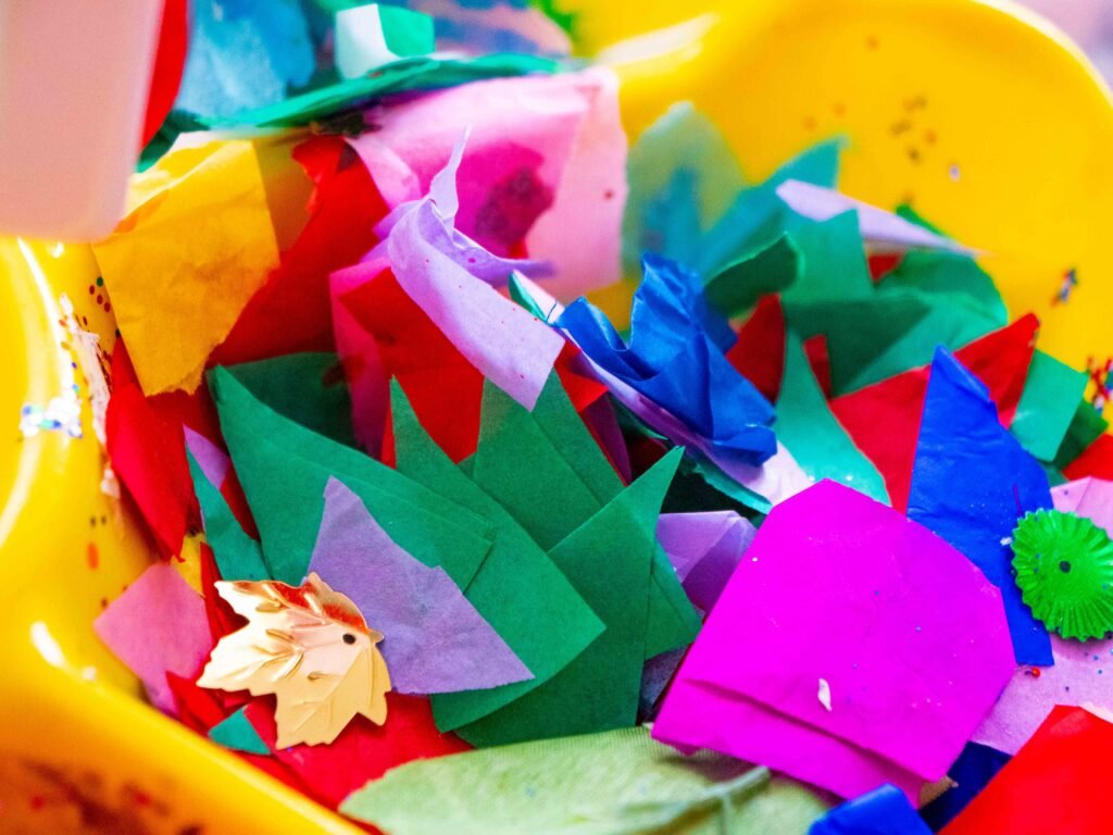 Colourful loose parts materials for creative nursery play