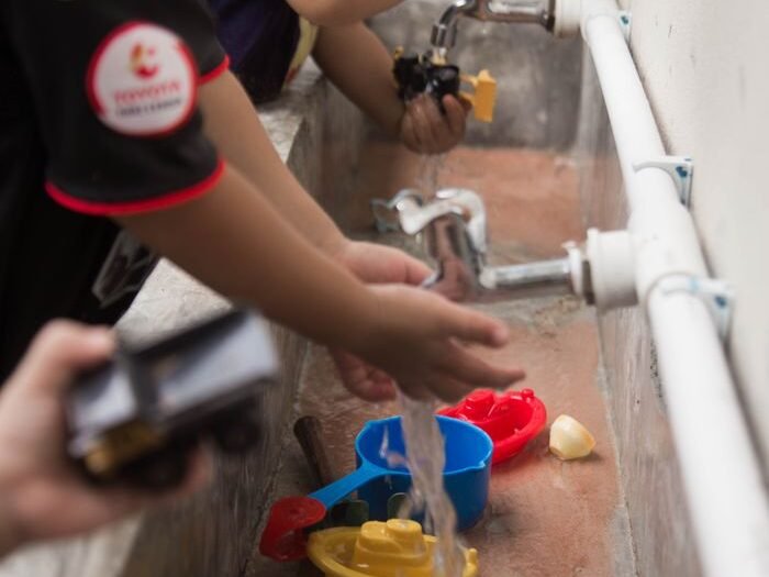 Child-friendly handwashing area at Hunny Pot Nursery